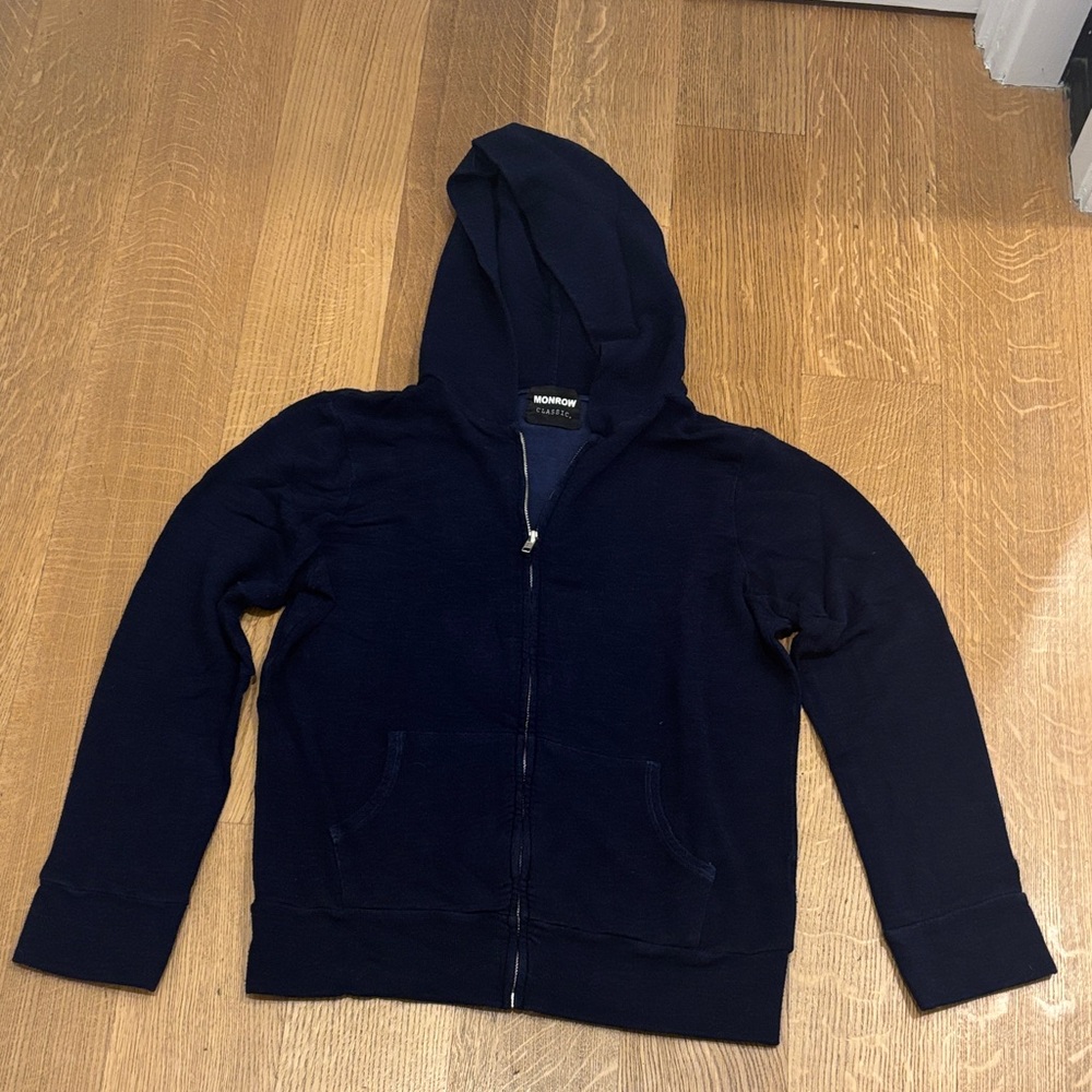 Monrow Dark Blue Kids Zip-Up Hoodie